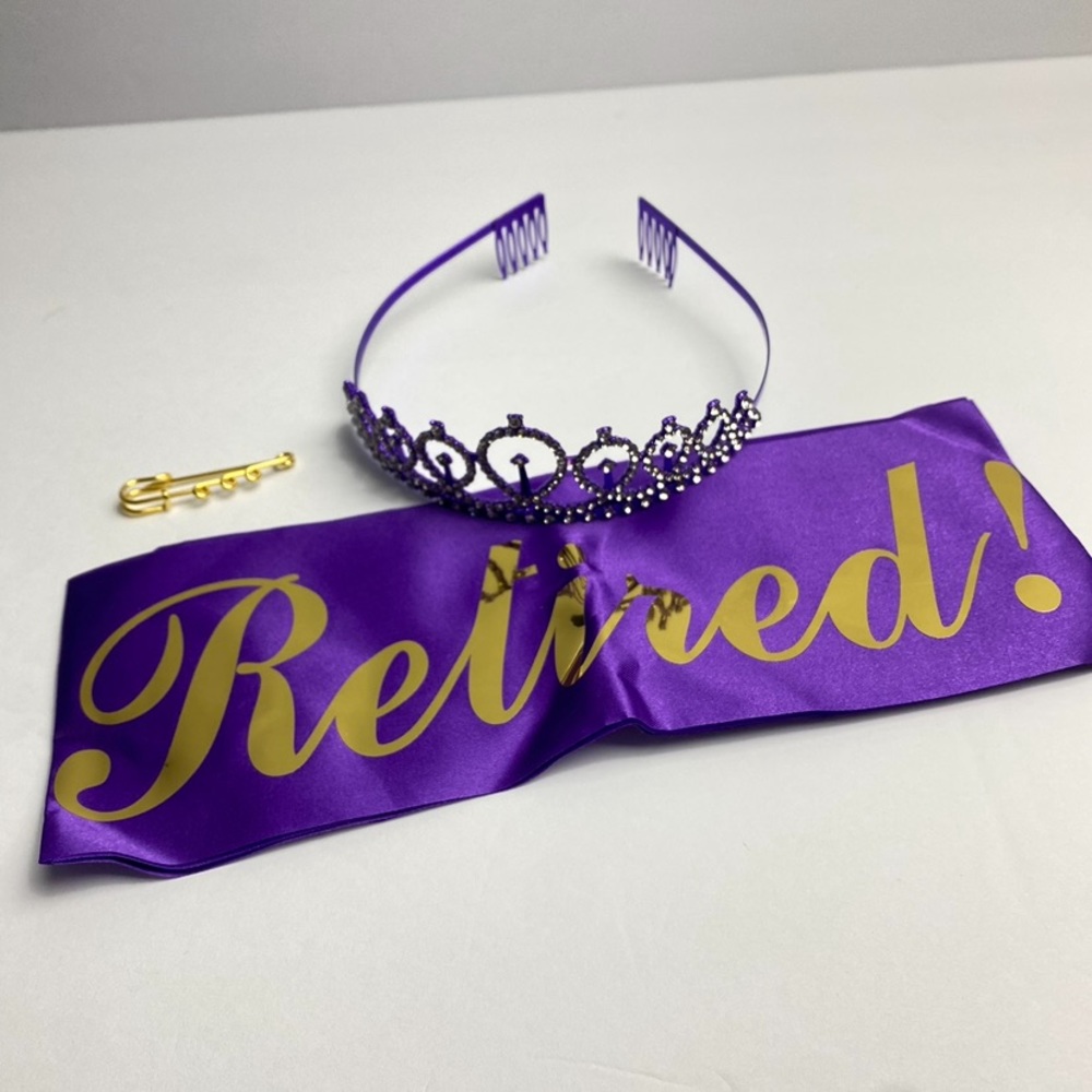 Purple Retirement Tiara and Sash